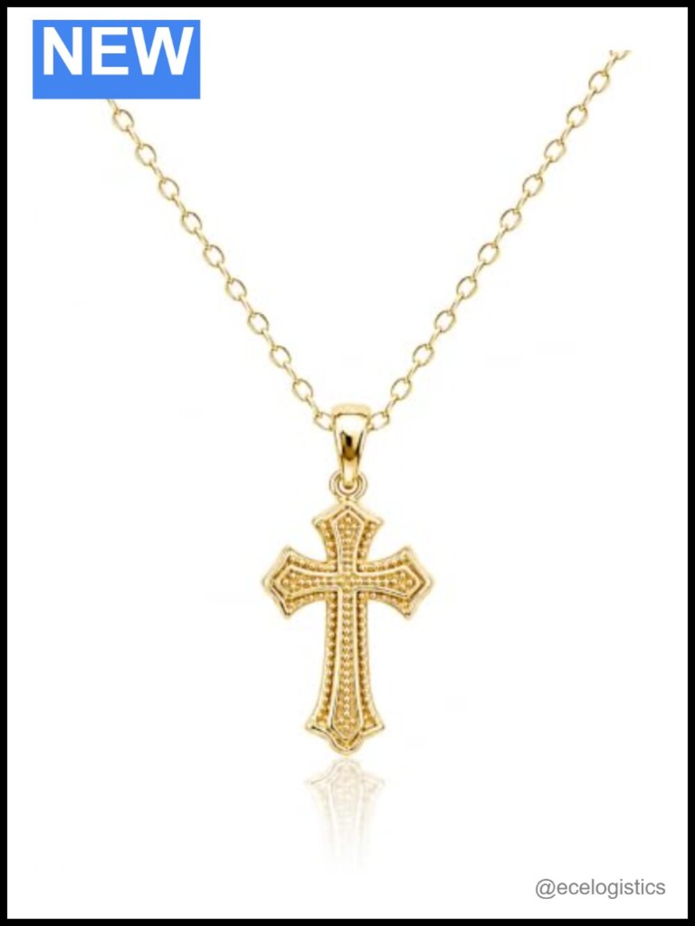 14K Gold Finish Cross Necklace Adjustable Chain Jewelry for Women